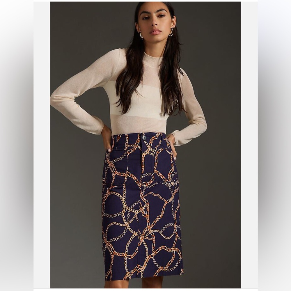 NWT Anthropologie The Colette Skirt by Maeve blue color
